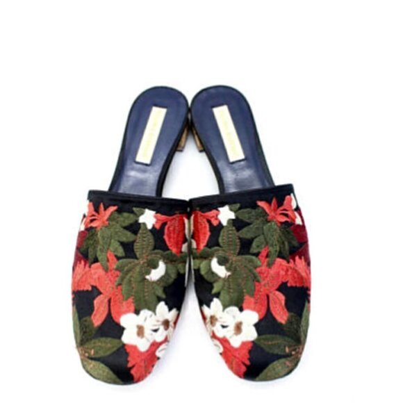 PALOMA BARCELÓ Floral Embroidered Twill Mules - Picture 2 of 6